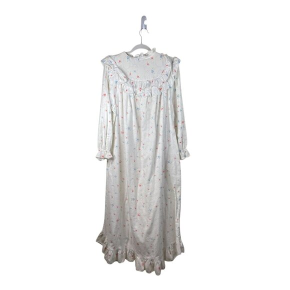 Vintage Lyn Anne Flannel Long Sleeve Floral Feminine Demure Nightgown Maxi - Picture 5 of 9